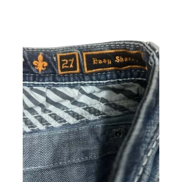 Rock Revival Jeans "Betty" Sequins Leather Inserts Easy Shorts 27